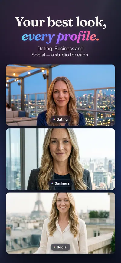 Dating, Business and Social looks from one selfie